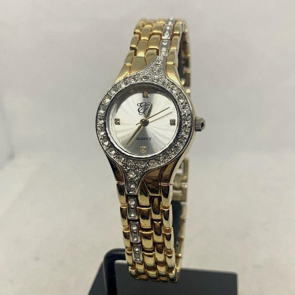 Beautiful Vintage EJ Quartz watch with rhinestones (runs GREAT) 7'' band